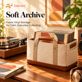 Zelorani™ Soft Archive – Premium Fabric Vinyl Record Storage Basket, Minimalist LP Album Organizer with Carry Handles for Home Collections