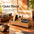 Zelorani™ Quiet Ritual – Minimalist Wooden Turntable Accessory Organizer Tray, Record Cleaning Brush & Stylus Care Storage Holder