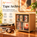 Zelorani™ Tape Archive – Retro Wooden Cassette Tape Storage Box, Minimalist Audio Tape Organizer for Vintage Music Collections