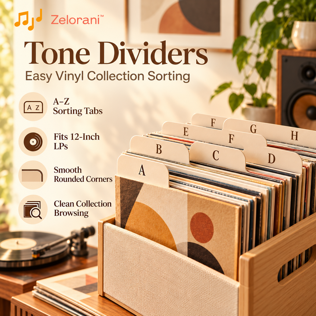 Zelorani™ Tone Dividers – Minimalist Vinyl Record Divider Set, Alphabetical LP Album Organizers for Record Storage & Collection Sorting