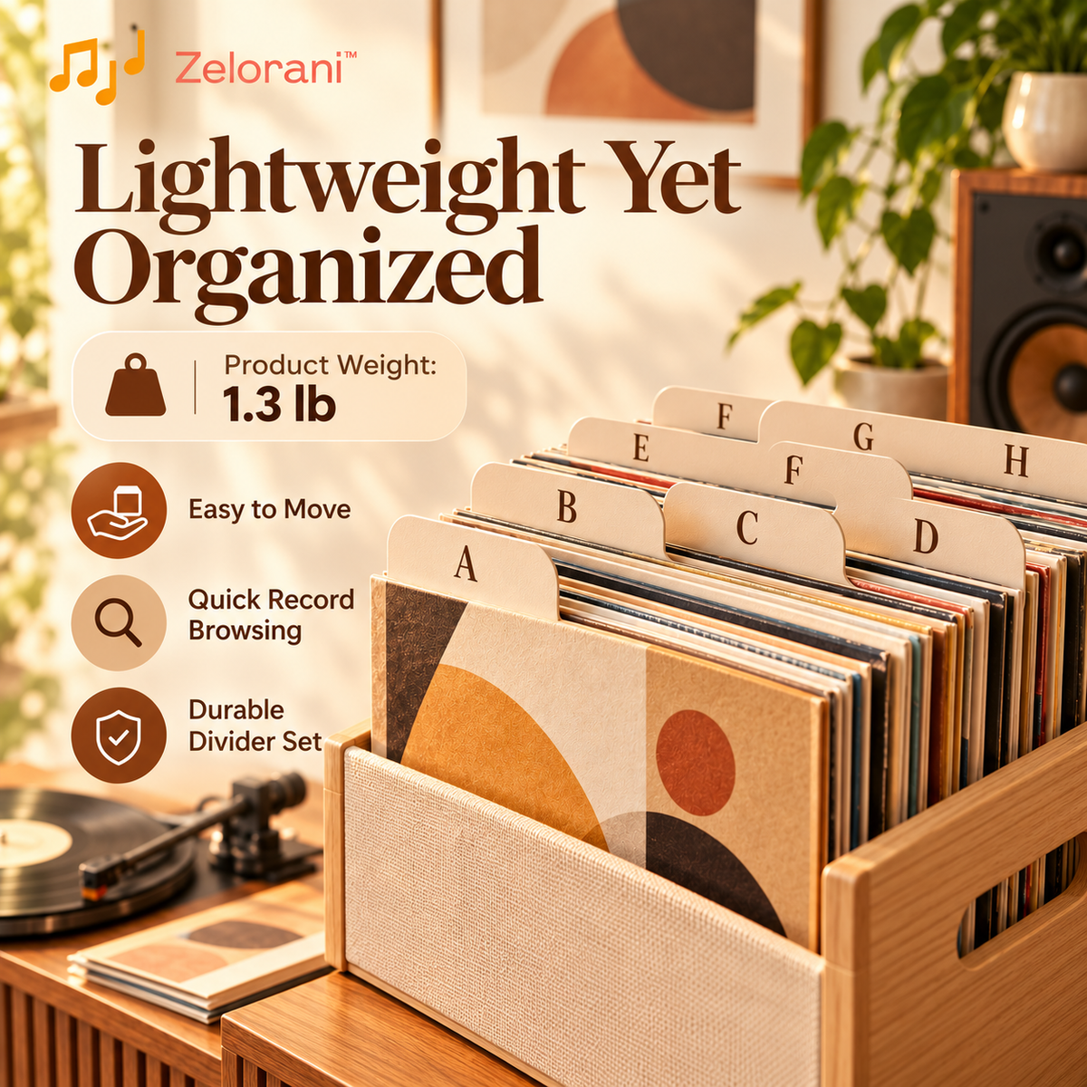 Zelorani™ Tone Dividers – Minimalist Vinyl Record Divider Set, Alphabetical LP Album Organizers for Record Storage & Collection Sorting