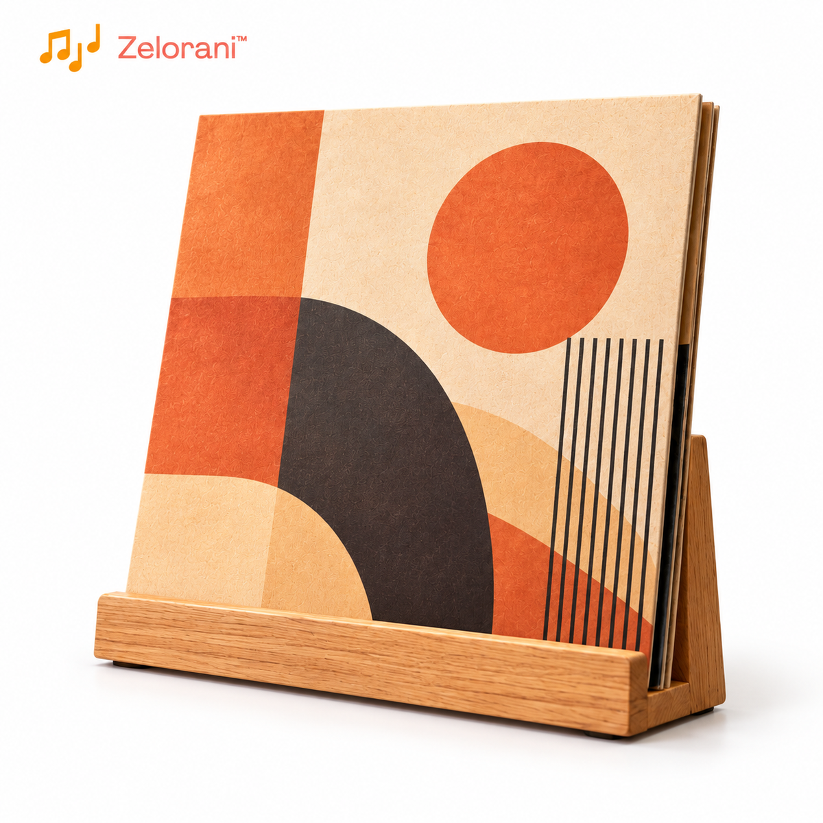 Zelorani™ Now Playing – Elegant Wooden Vinyl Record Display Stand, Minimalist Album Cover Holder for Turntables & Listening Rooms
