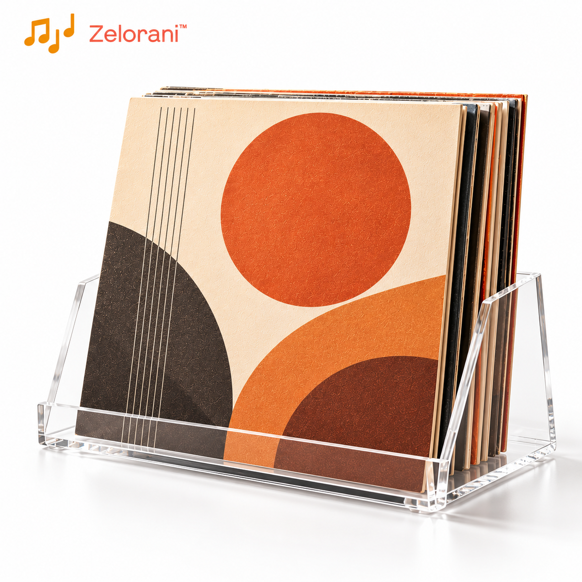 Zelorani™ Lucent Frame – Clear Acrylic Vinyl Record Display Holder, Modern Transparent LP Album Stand for Shelves & Home Decor