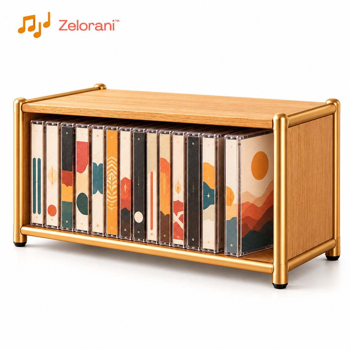 Zelorani™ Mono Caddy – Modern Minimalist CD Storage Rack, Compact Desktop Music Disc Organizer for Shelves & Home Offices